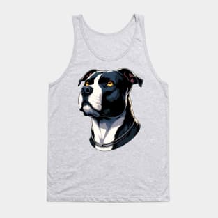 Stunning and Cool American Staffordshire Terrier Monochrome and Gold Portrait for Father's Day Tank Top